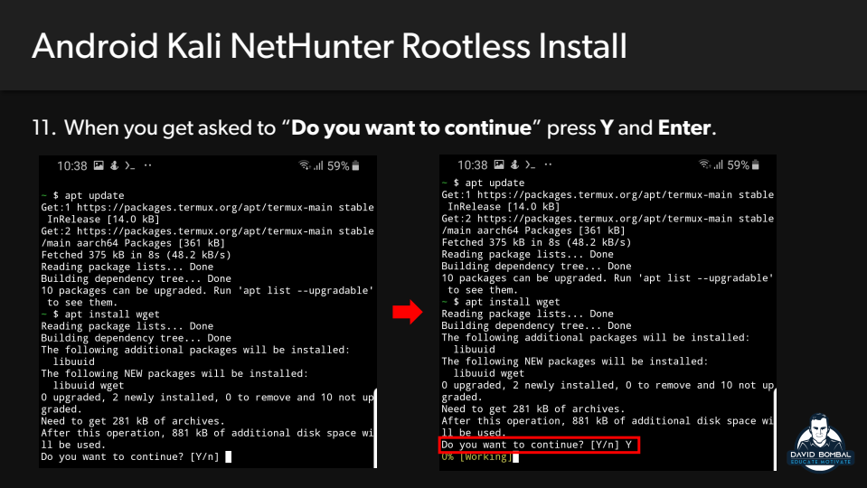Prompt to continue installation