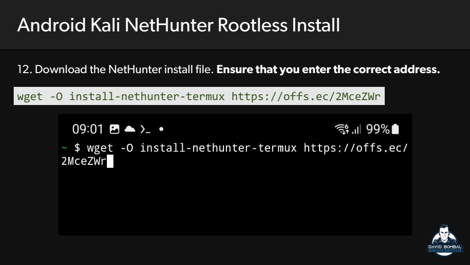 Downloading NetHunter installation file